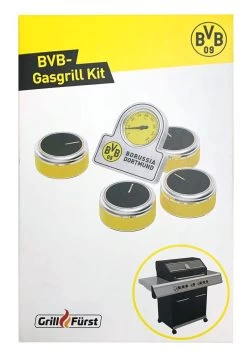 Grillfürst G521G 5-Brenner Edelstahl-Gasgrill Borussia Dortmund Edition Mit Hochtemperaturbrenner, Heckbrenner Und Gusseisen Rosten -Grillen Im Freien BVB Gasgrill Kit