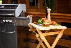 Grillfürst Grill Beistelltisch / Klapptisch Mit Abnehmbaren Schneidebrett 63 Cm X 40 Cm -Grillen Im Freien Grillfuerst Grill Beistelltisch Bambus Schneidbrett