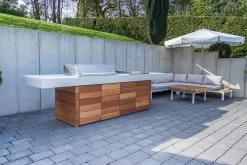 Grillfürst Outdoor Küche Mit Beton-Arbeitsplatte Und HPL-Unterschrank - Mit Edler Holzverkleidung (300 Cm X 80 Cm) - Mit Einbaugrill Und Planchagrill -Grillen Im Freien Grillfuerst Outdoor Kueche Beton Kuecheninsel Unterschraenke 5 1645801079