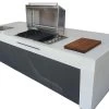 Grillfürst Outdoor Küche Aus 3-tlg. Gegossenem Beton Und HPL (340 Cm X 120 Cm) - Mit Einbaugrill Und Spüle