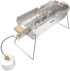 Knister Edelstahl-Gasgrill - Ausziehbarer Kompaktgrill -Grillen Im Freien Knister Edelstahl Gasgrill Kompaktgrill Brenner