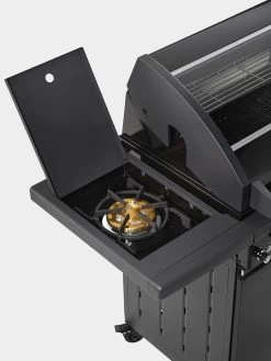 Rösle Gasgrill Magnum PRO G4-S - X-DEAL Inkl. Abdeckhaube Und Gusseisen Grillplatte - Modell 2023 -Grillen Im Freien Roesle Gagsrill Magnum Pro Seitenkocher offen