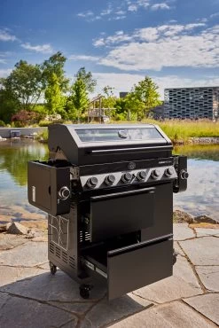 Rösle Gasgrill Videro Pro G6-S Vario+ Mattschwarz - Modell 2023 -Grillen Im Freien Roesle Videro Pro G6 S Seitenablagen abgeklappt