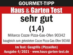 COZZE Pizzaofen Gas 34 Cm (13") Mit Thermometer - Inkl. Pizzastein -Grillen Im Freien Testlogo Cozze Pizzaofen Gas 90342